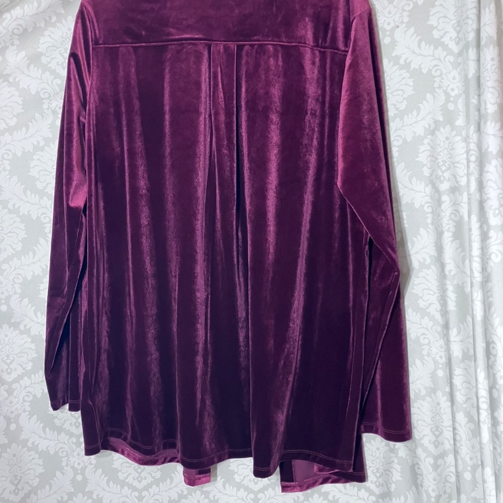 Lands End Velvet button Tunic XL  Rich Burgundy - Picture 3 of 12